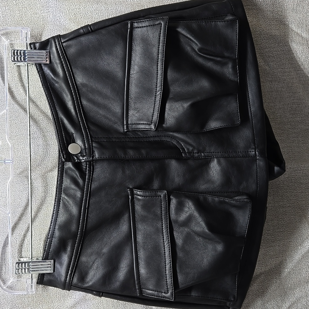 Fashion Nova, Faux Leather,  Black, Skirt, Skort, XS, Pockets, Fully Lined